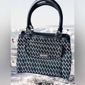 S Collection Black & Gray Geometric Pattern Shoulder Bag- Vintage